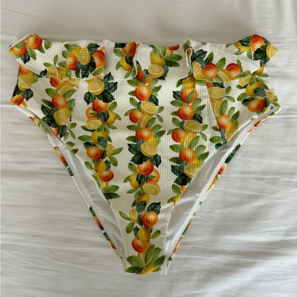 Show Me Your MuMu Yellow Lemon Print Ruffle Bikini Set - Picture 10 of 15